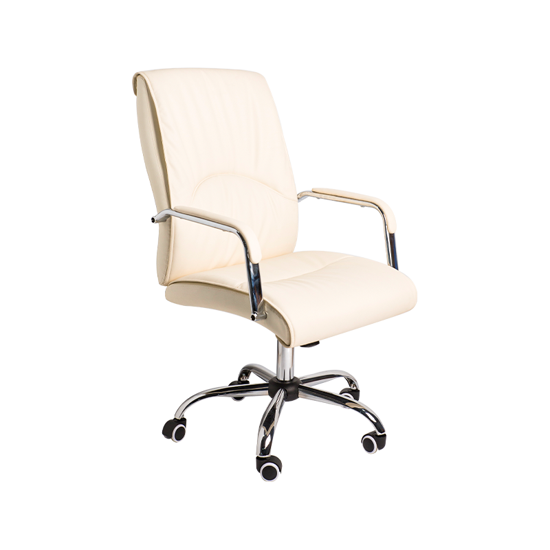 755 Chaise de bureau exécutive en PU de conception populaire avec accoudoir fixe chromé