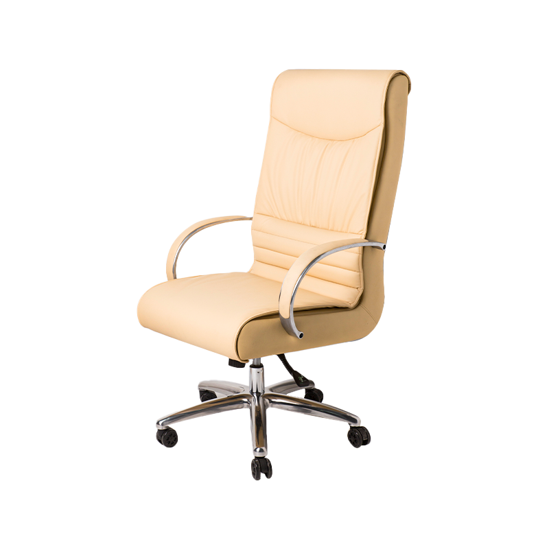 Chaise de bureau patron en polyuréthane à dossier haut WL-801 avec accoudoir en aluminium poli