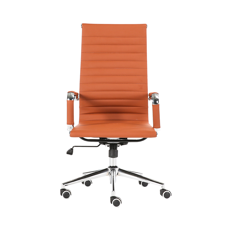 Y-5728-H Chaise de bureau en cuir PU en acier chromé à dossier haut