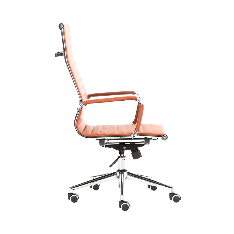 Y-5728-H Chaise de bureau en cuir PU en acier chromé à dossier haut