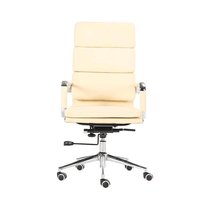 Y-5729D-H Chaise de bureau à dossier rembourré avec coutures horizontales beige clair, beauté et confort à son meilleur