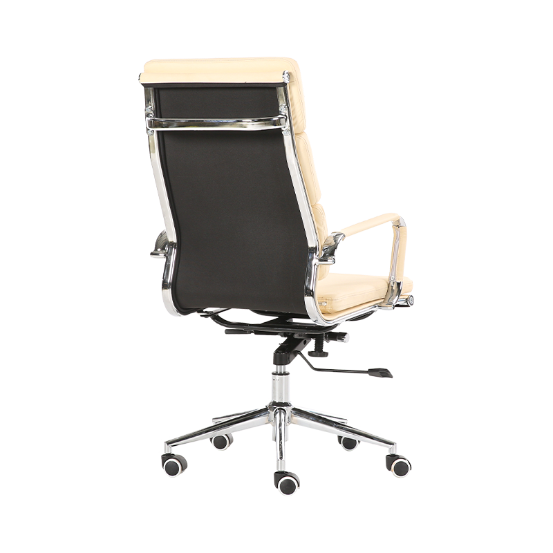 Y-5729D-H Chaise de bureau à dossier rembourré avec coutures horizontales beige clair, beauté et confort à son meilleur